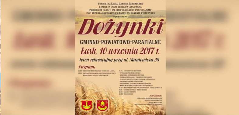 Dożynki Gminno-Powiatowo-Parafialne w Łasku – zaproszenie