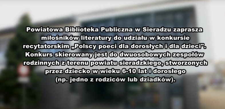 Konkurs recytatorski „Polscy poeci dla dorosłych i dla dzieci” – zaproszenie