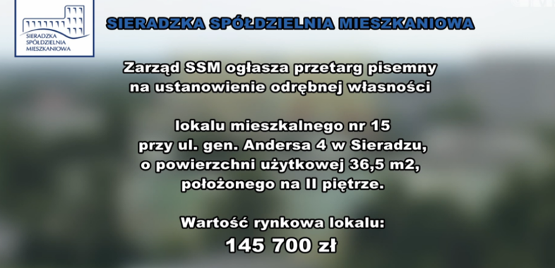 Ogłoszenie SSM – przetarg na mieszkanie przy ul. Andersa 4