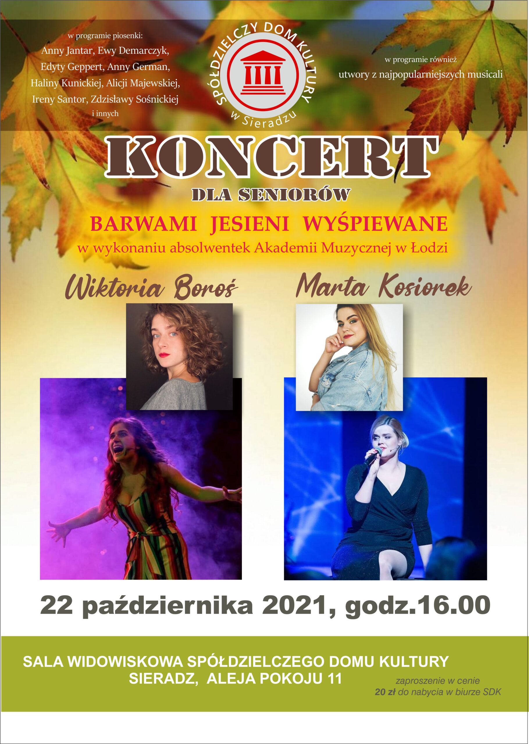 Koncert dla seniorów pt. „Barwami jesieni wyśpiewane” – ogłoszenie