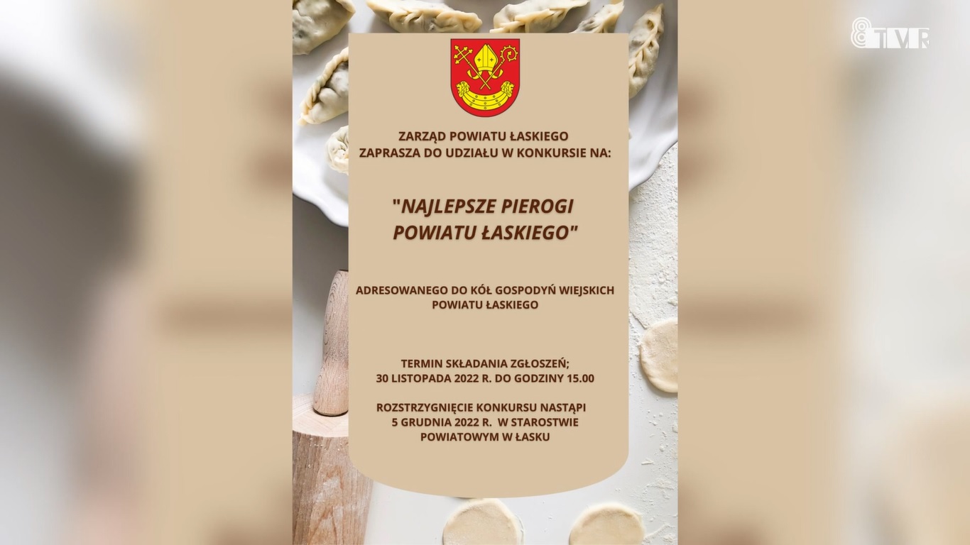 Zapowiedź konkursu kulinarnego na najlepsze pierogi w Powiecie Łaskim